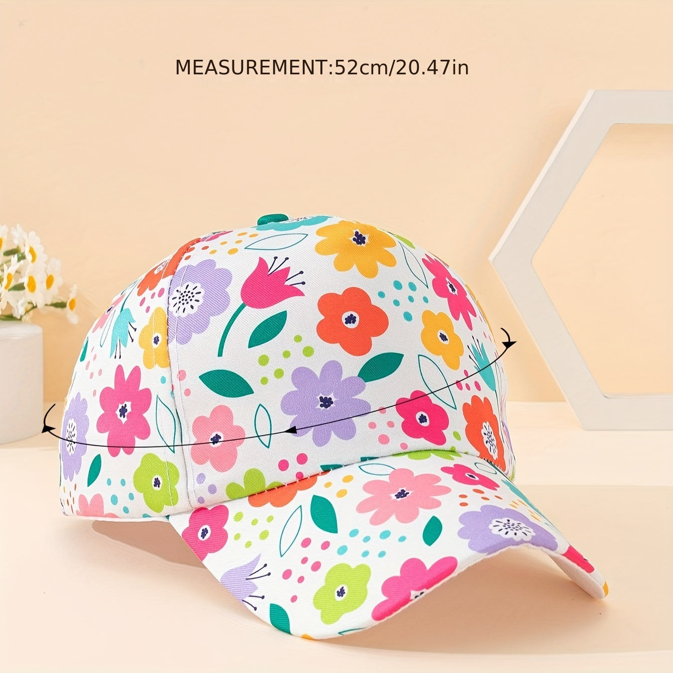 Adjustable Floral Print Baseball Cap – Lightweight & Breathable (Ages 3-8)