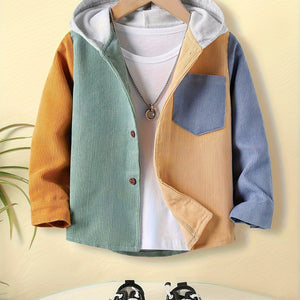 Loose Fitting Corduroy Hooded Jacket