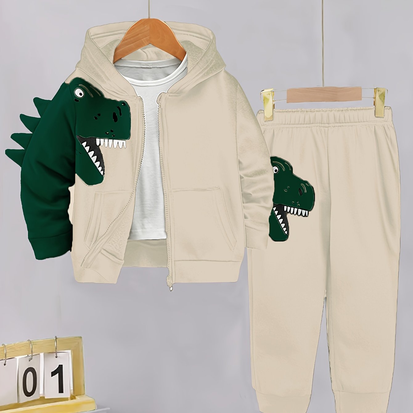 2Pcs Fleece-Lined Hoodie And Pants Set