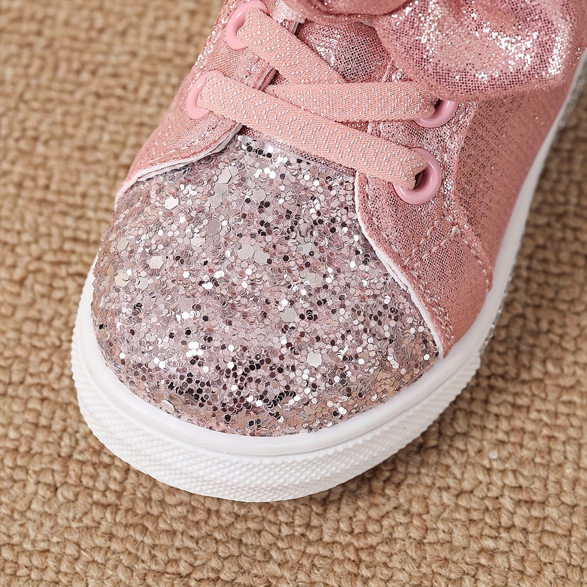 Sequin Sneaker Shoes with Bow and Fabric Lining