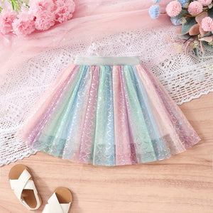 Girls' Sparkly Gradient Mermaid Tutu Skirt