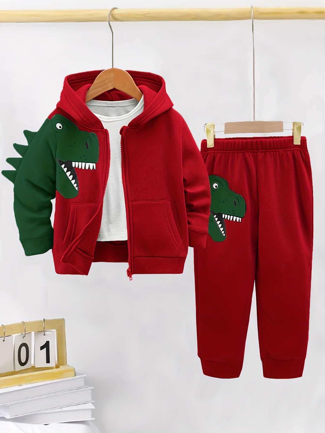 2Pcs Fleece-Lined Hoodie And Pants Set