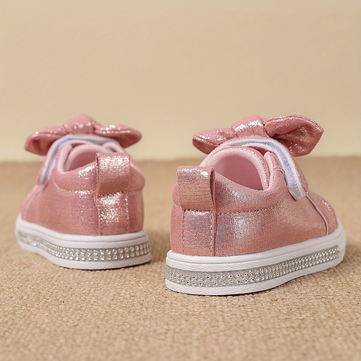 Sequin Sneaker Shoes with Bow and Fabric Lining