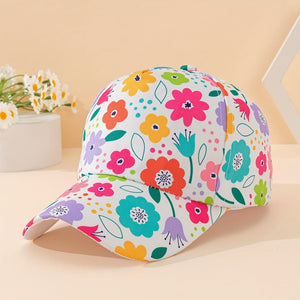Adjustable Floral Print Baseball Cap – Lightweight & Breathable (Ages 3-8)