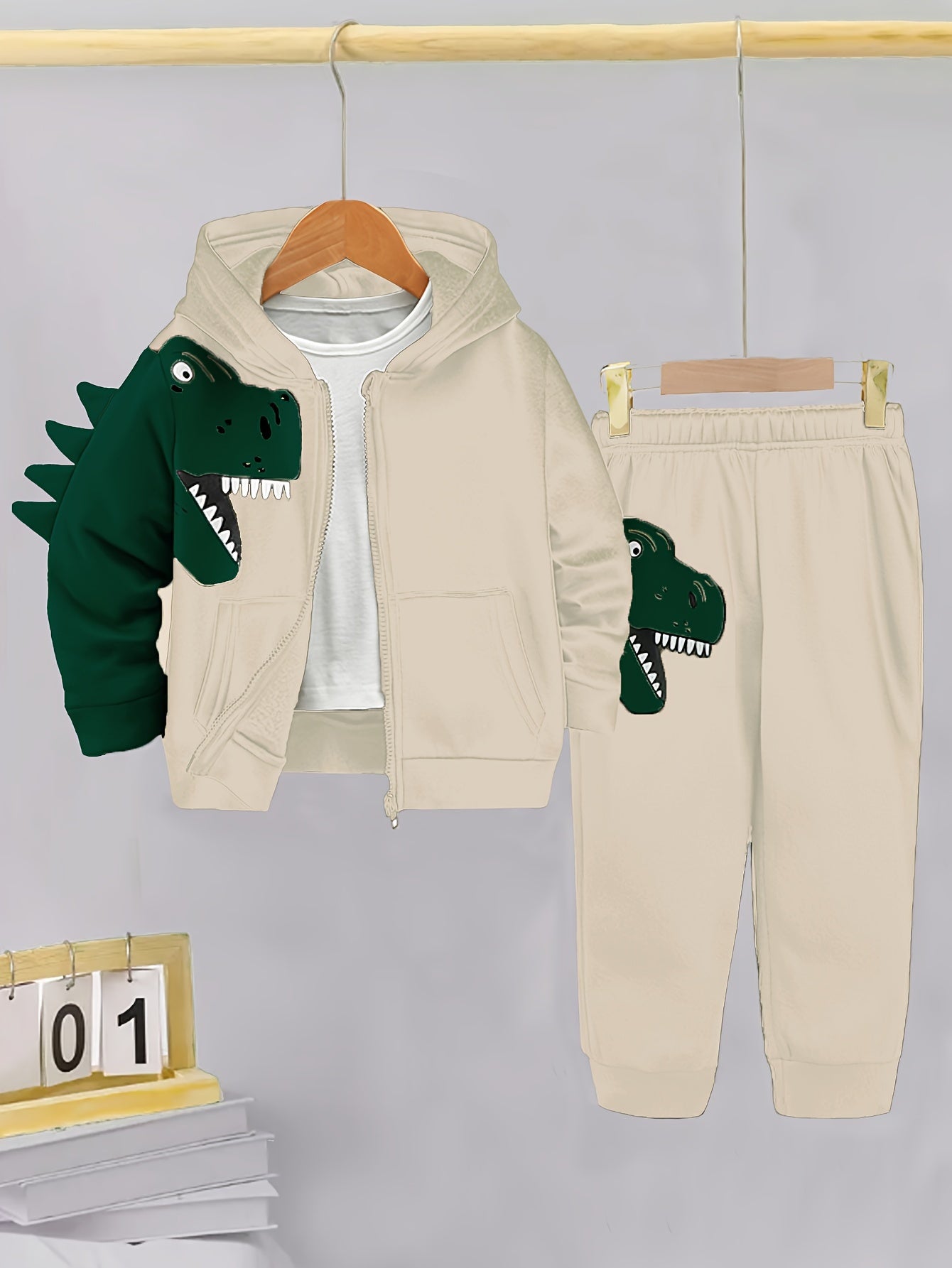 2Pcs Fleece-Lined Hoodie And Pants Set