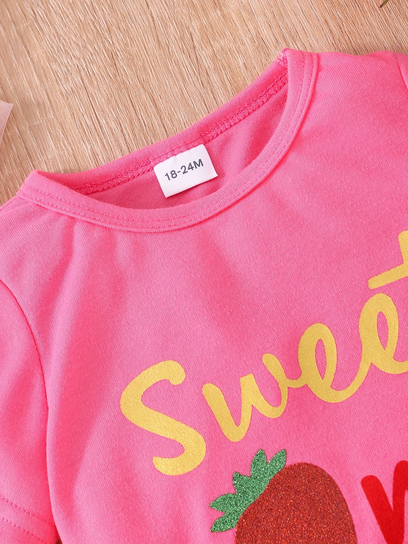 Girls' Strawberry Mesh Skirt Set – Short Sleeve Summer Outfit