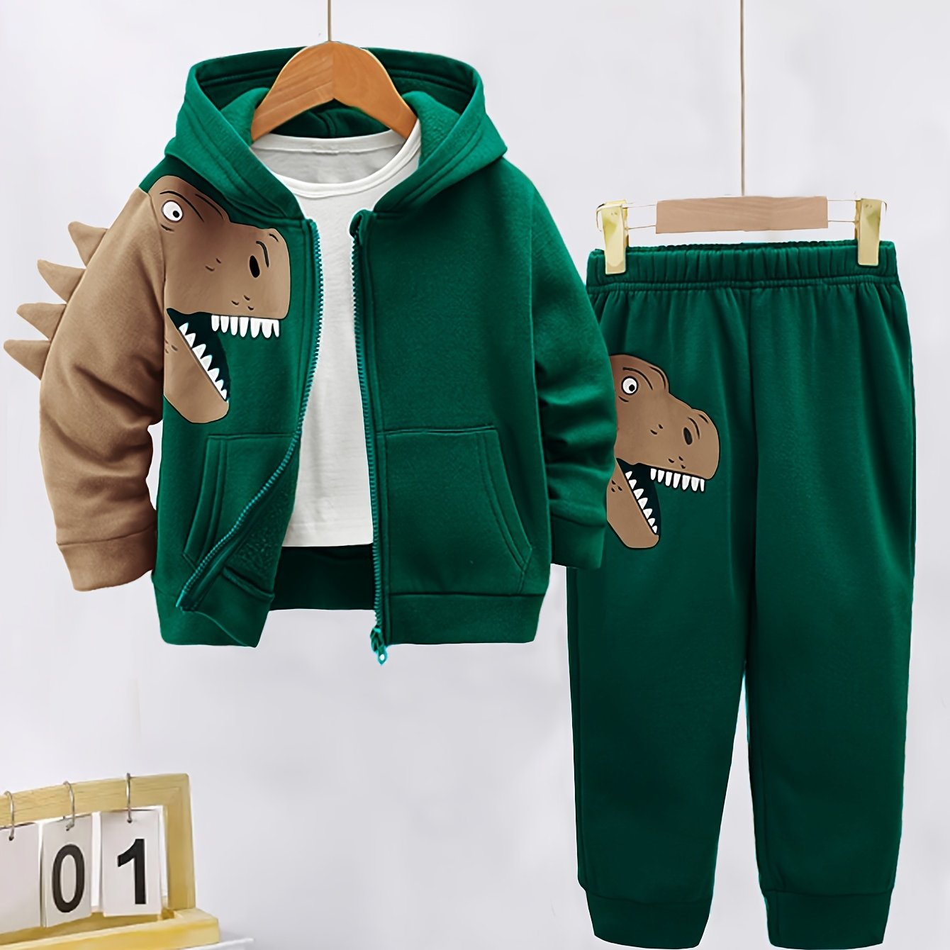 2Pcs Fleece-Lined Hoodie And Pants Set
