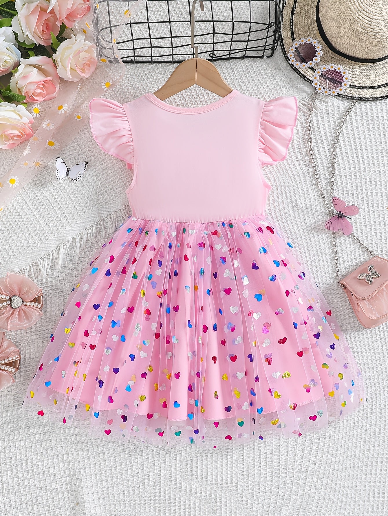 Girls' Sparkling Heart Tulle Romantic Dress