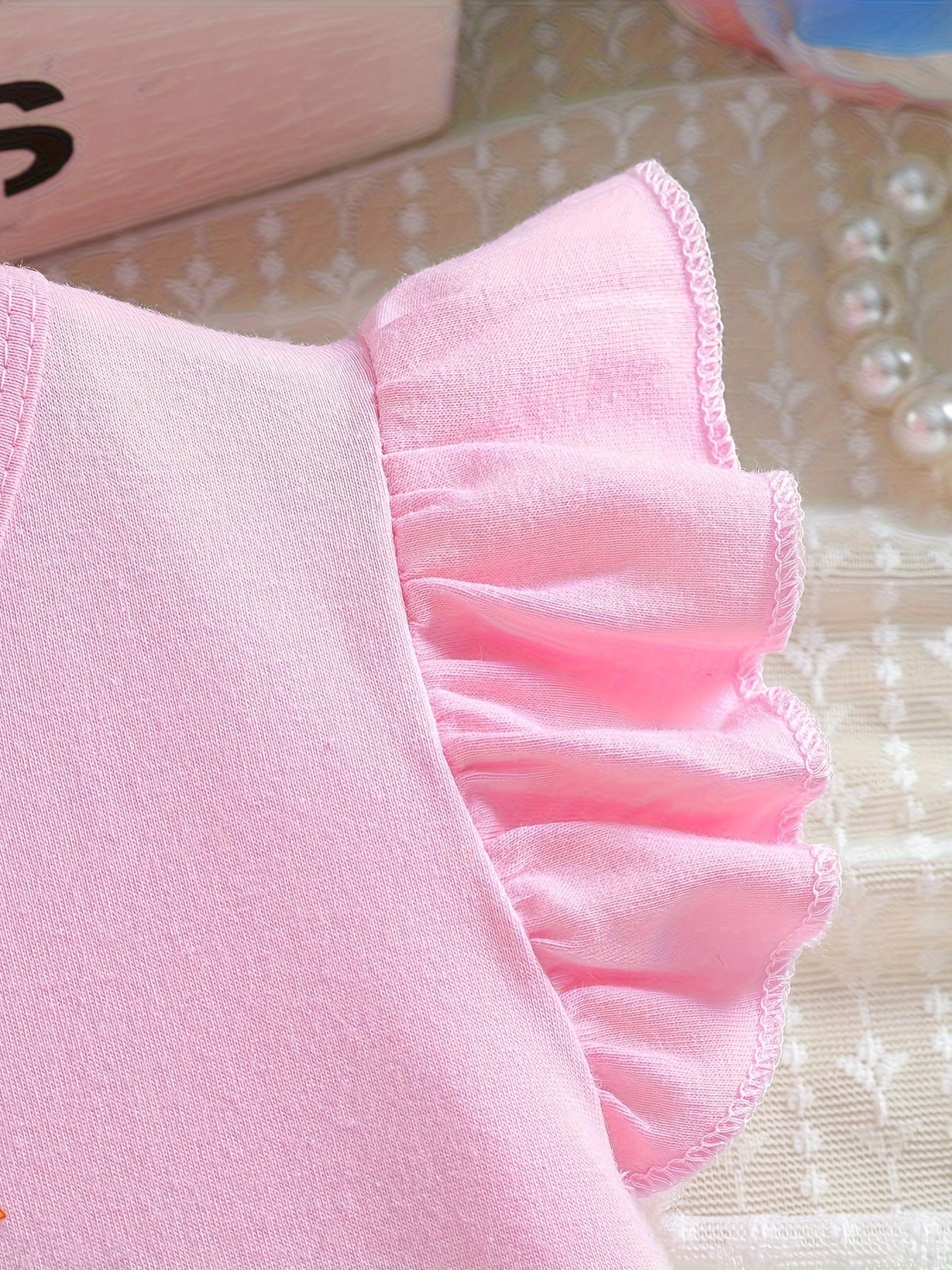 Unicorn Print Ruffle Trim Dress