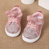 Sequin Sneaker Shoes with Bow and Fabric Lining