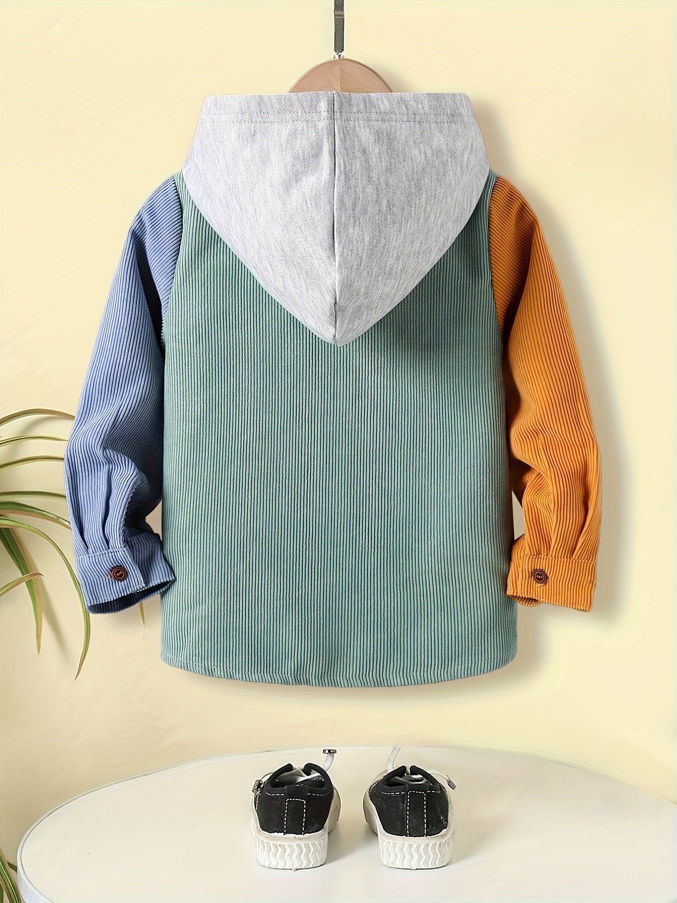 Loose Fitting Corduroy Hooded Jacket
