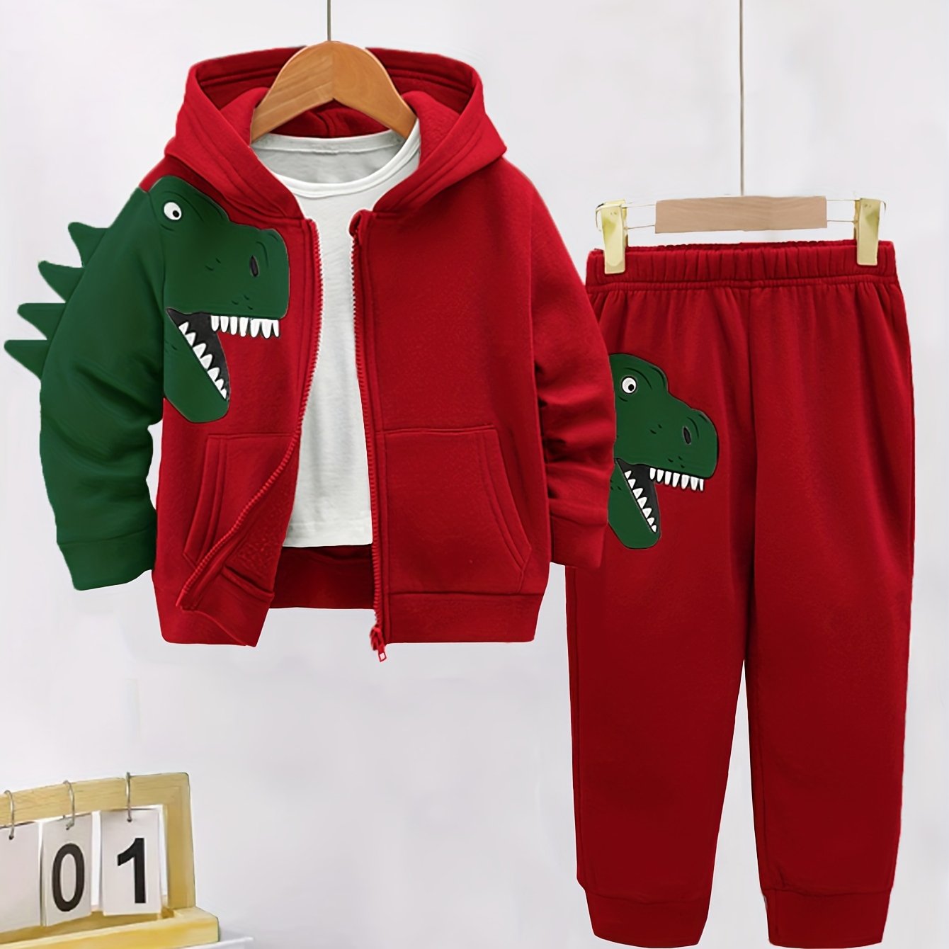 2Pcs Fleece-Lined Hoodie And Pants Set