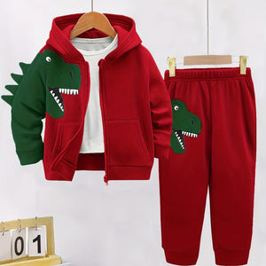 2Pcs Fleece-Lined Hoodie And Pants Set