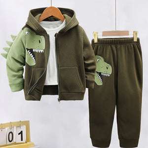 2Pcs Fleece-Lined Hoodie And Pants Set
