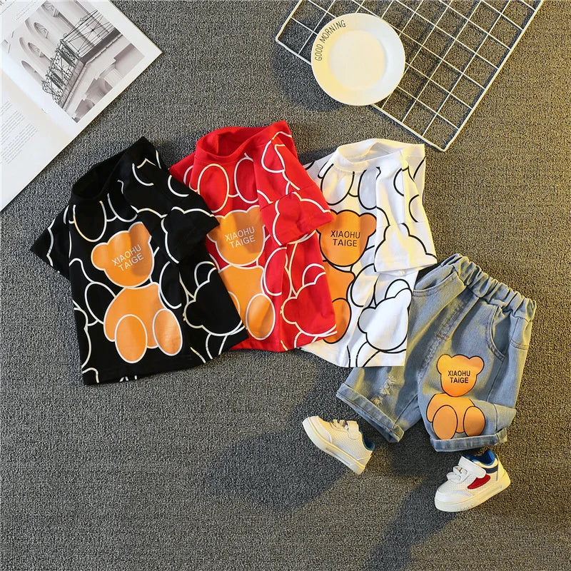 Kids Cartoon Printed T-Shirt & Shorts Set