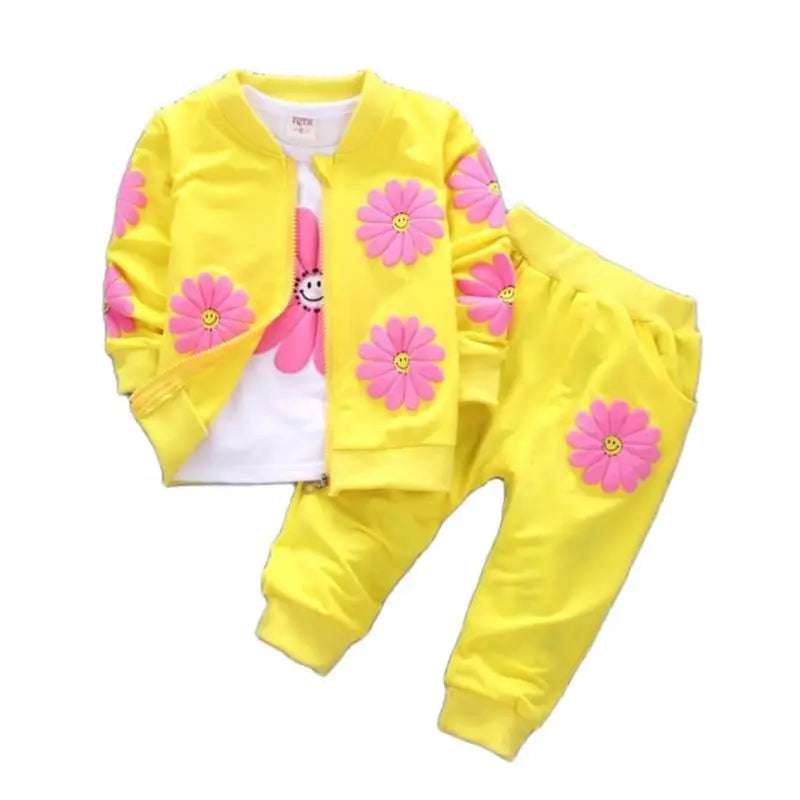 3PCs Flower Daisy Set: Hoody & Pant & T-Shirt