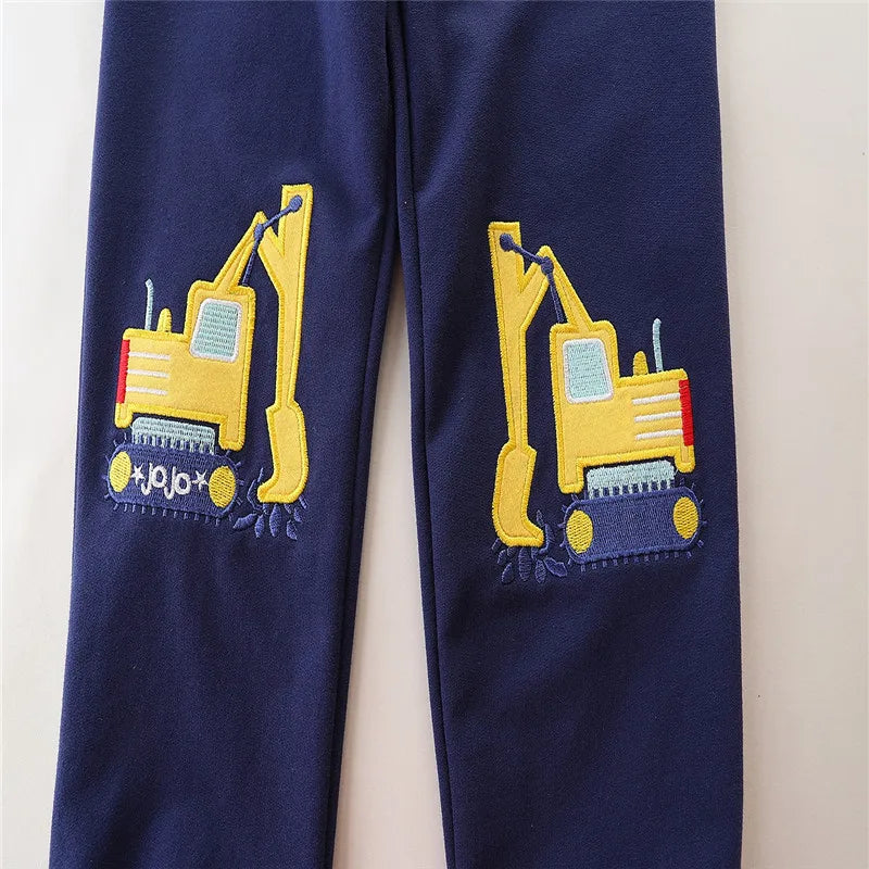 Kids Excavators Embroidered Trousers Pants