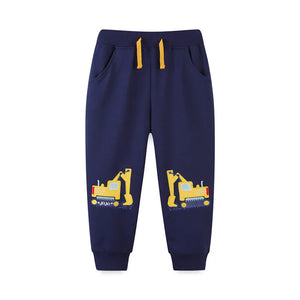 Kids Excavators Embroidered Trousers Pants