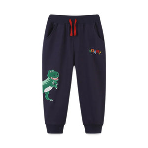 Applique Embroidered Full-Length Kids Trousers