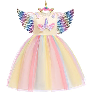 Magical Unicorn Princess Dress – Pastel Rainbow Tulle Gown