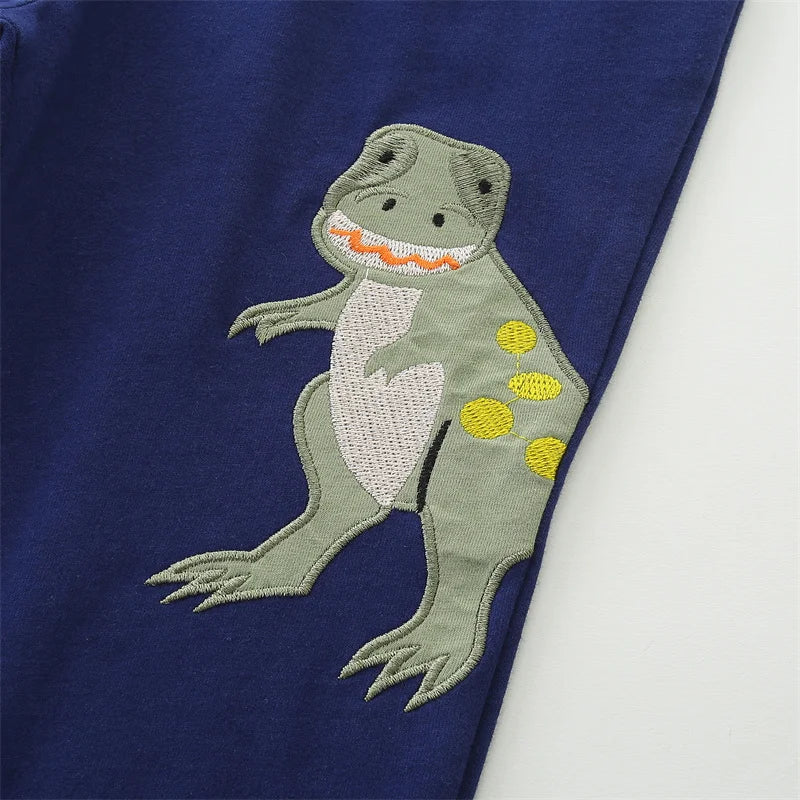 Applique Embroidered Full-Length Kids Trousers