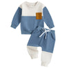 Contrast Color Long Sleeve Sweatshirt & Bottom Sets
