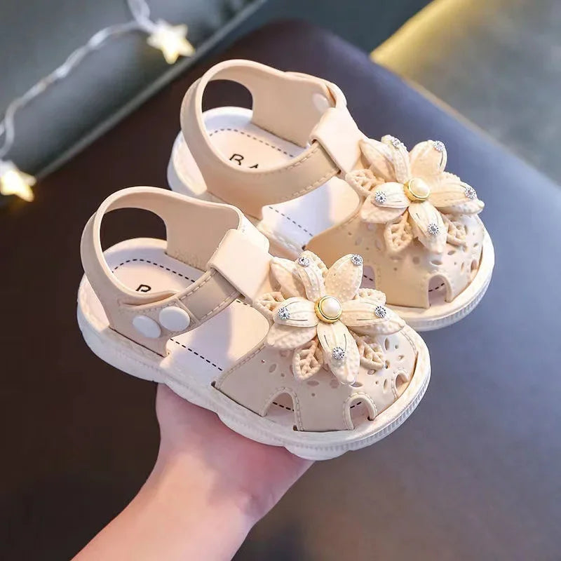 Children's Solid Bow Non Slip Sandals