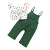 Floral Printed Short Top with Suspender Pants