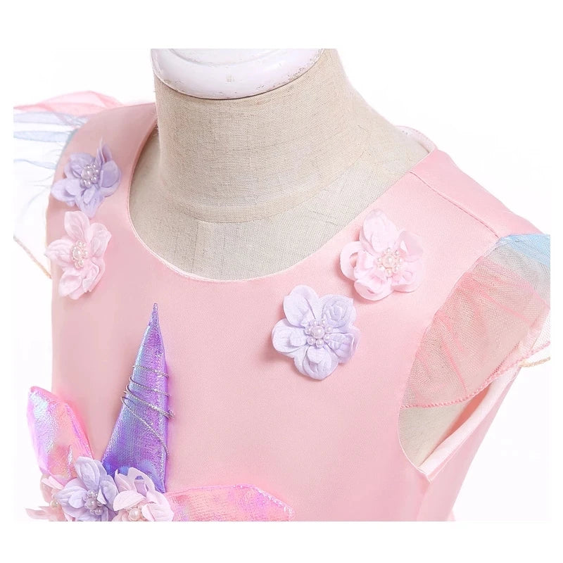 Magical Unicorn Princess Dress – Pastel Rainbow Tulle Gown