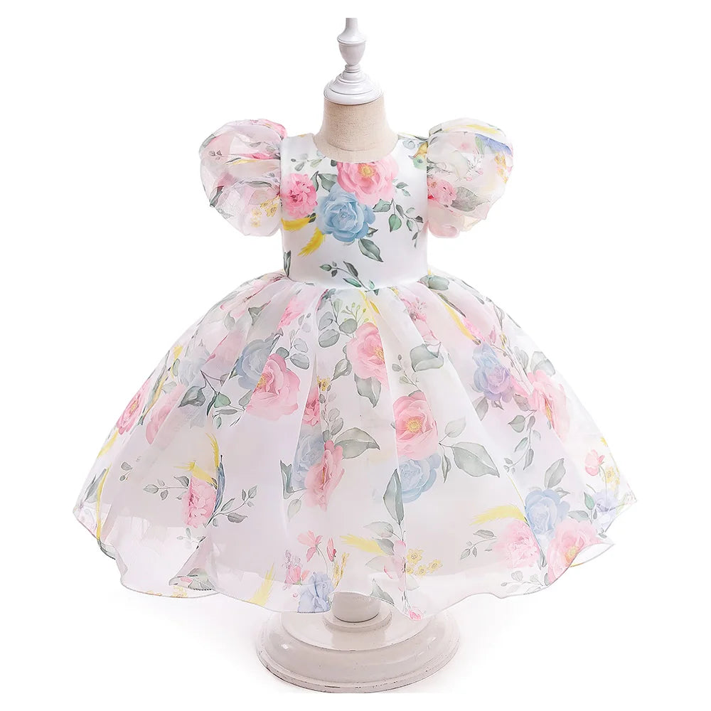 Princess Tulle Puff Sleeve Party Kids Dress
