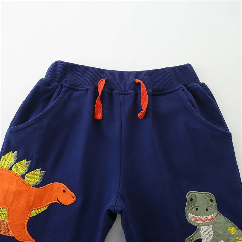 Applique Embroidered Full-Length Kids Trousers