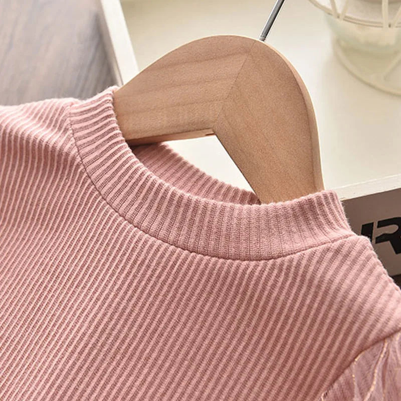 Baby Girl Long Puff Sleeve Mesh Cotton Dress