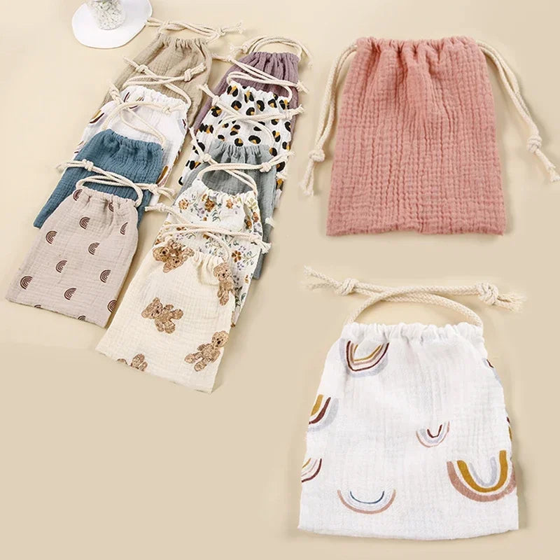 Floral Cotton Drawstring Diaper Mommy Bag