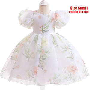 Princess Tulle Puff Sleeve Party Kids Dress