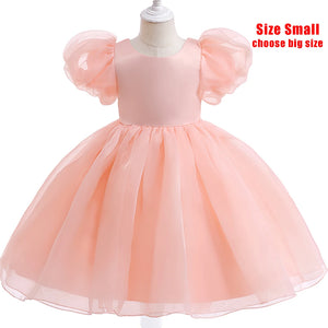 Princess Tulle Puff Sleeve Party Kids Dress
