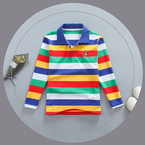 Turn-down Collar Long Sleeve Polo T-Shirts