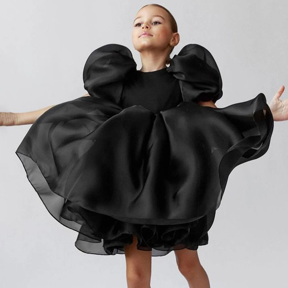 Princess Tulle Puff Sleeve Party Kids Dress