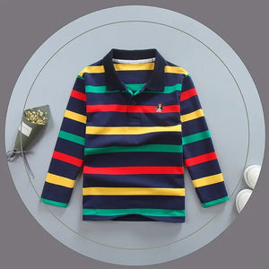 Turn-down Collar Long Sleeve Polo T-Shirts