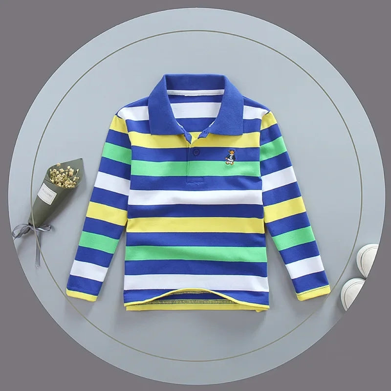 Turn-down Collar Long Sleeve Polo T-Shirts