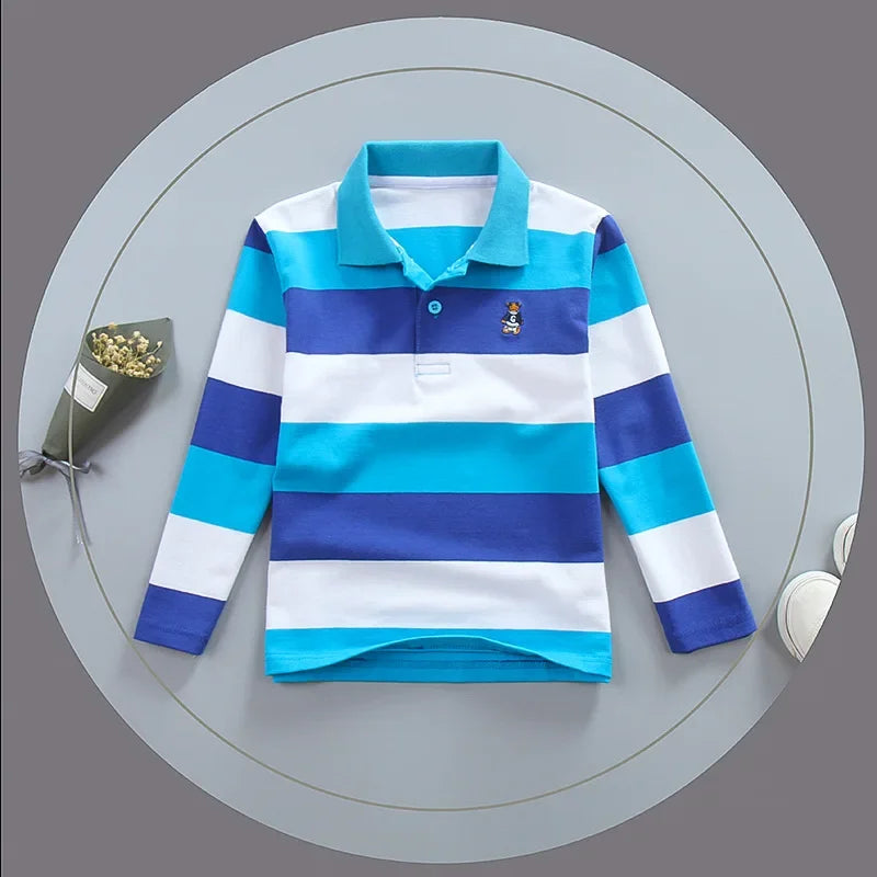 Turn-down Collar Long Sleeve Polo T-Shirts