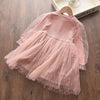 Baby Girl Long Puff Sleeve Mesh Cotton Dress