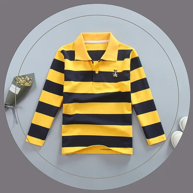 Turn-down Collar Long Sleeve Polo T-Shirts