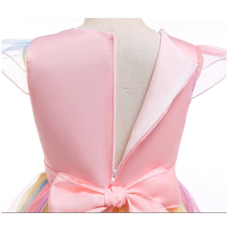 Magical Unicorn Princess Dress – Pastel Rainbow Tulle Gown