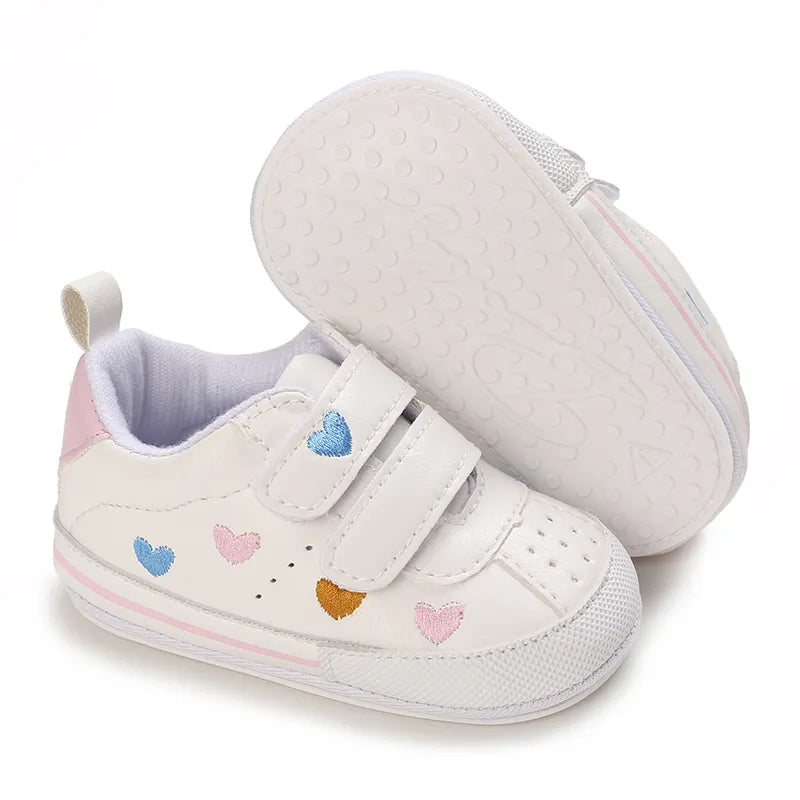 Heart-shaped Baby Sneakers: Soft Sole First Walker Shoes