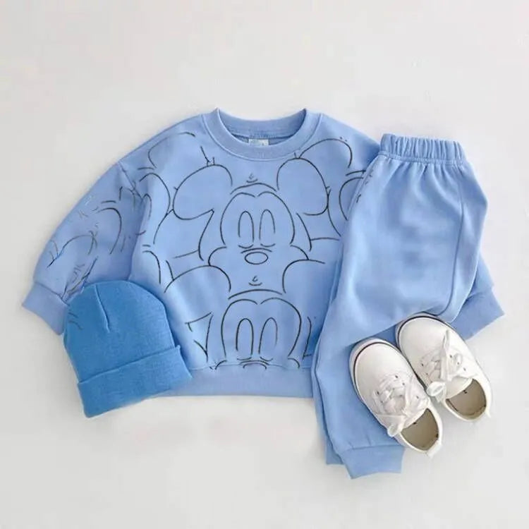 Mickey & Minnie Cotton 2PCs Set: Top & Sweatpant