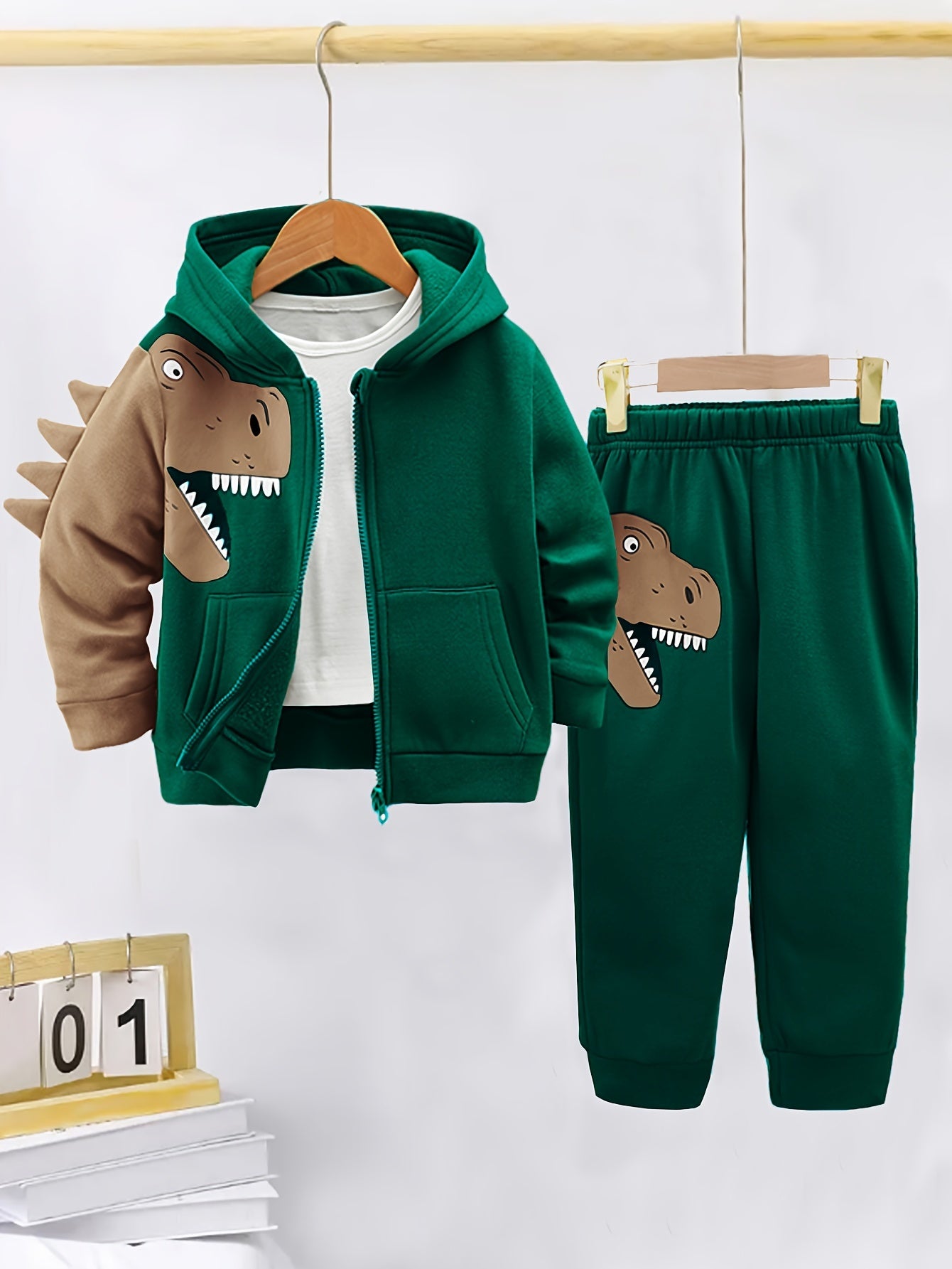 2Pcs Fleece-Lined Hoodie And Pants Set
