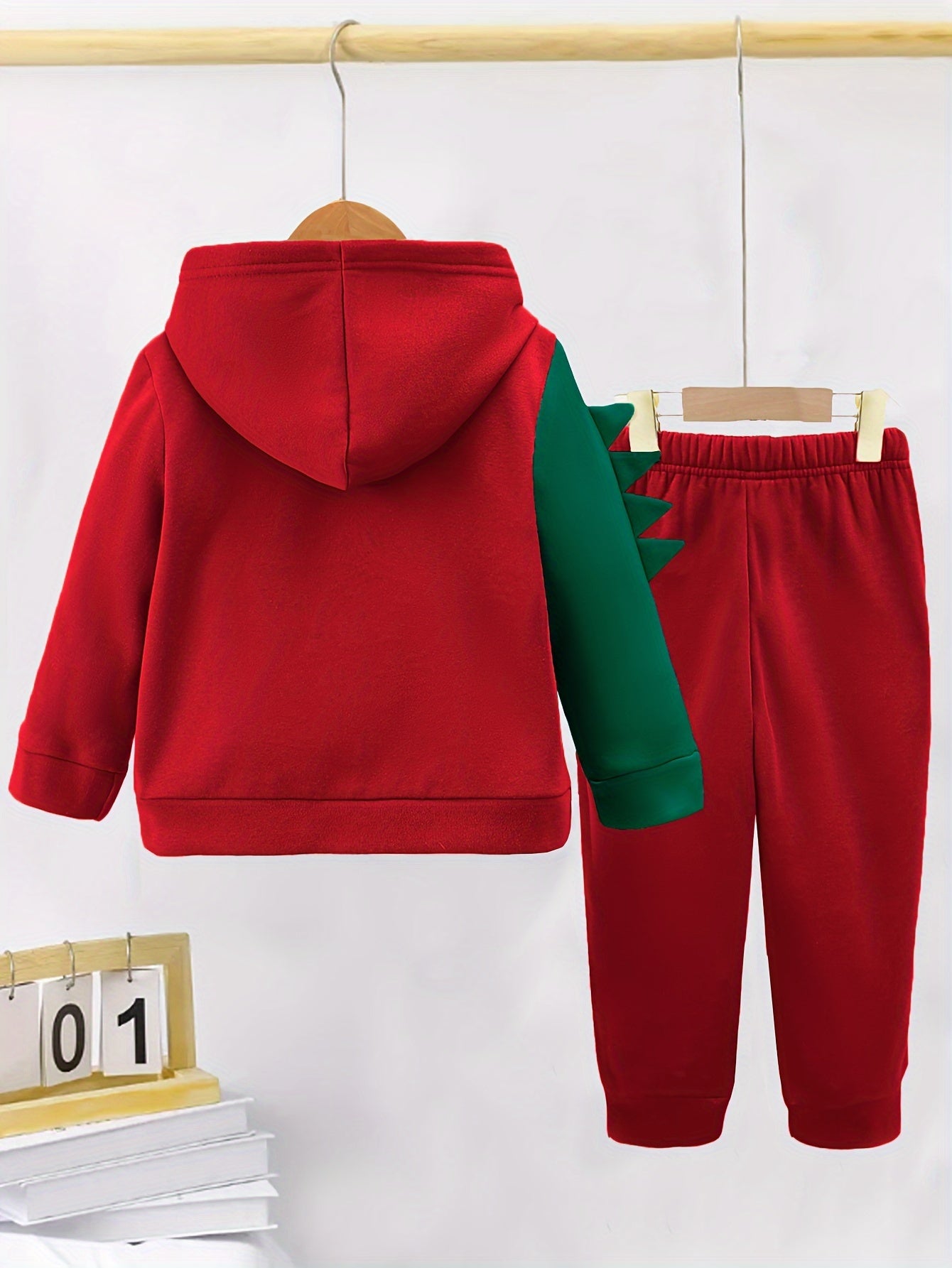 2Pcs Fleece-Lined Hoodie And Pants Set