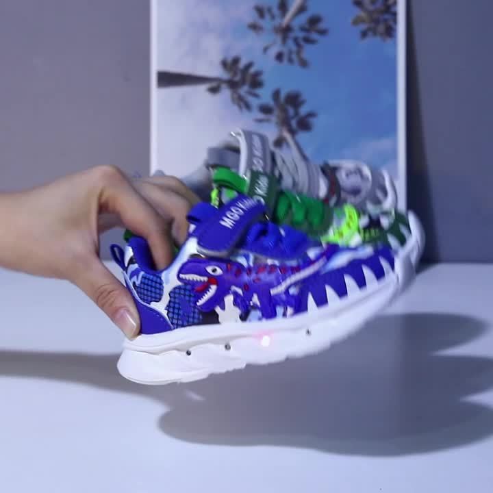Boys' LED Dinosaur Sneakers – Glow-in-the-Dark T-Rex Shoes with Flashing Lights