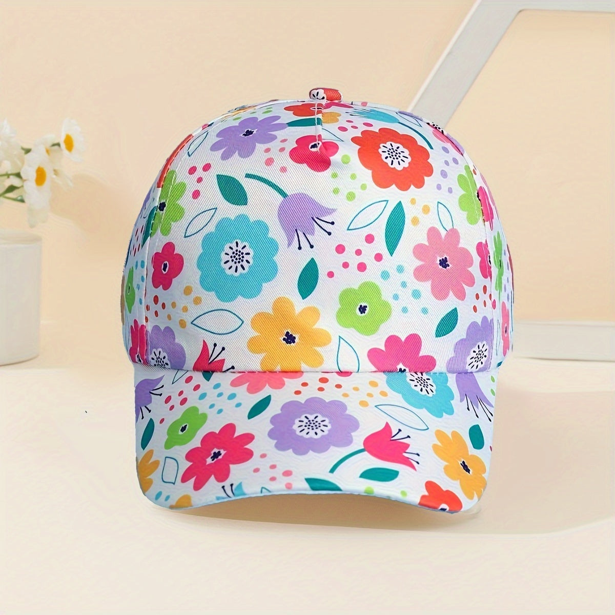 Adjustable Floral Print Baseball Cap – Lightweight & Breathable (Ages 3-8)
