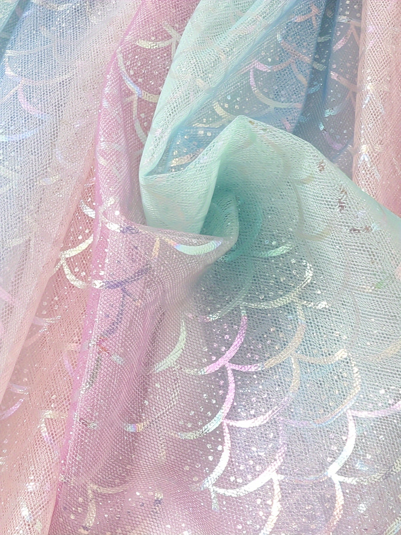 Girls' Sparkly Gradient Mermaid Tutu Skirt